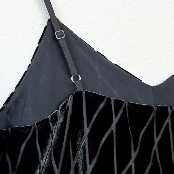 Ann Taylor Black Diamond Argyle Pattern Velvet Drapey Cami Top Small S $80 Lined - Picture 10 of 14